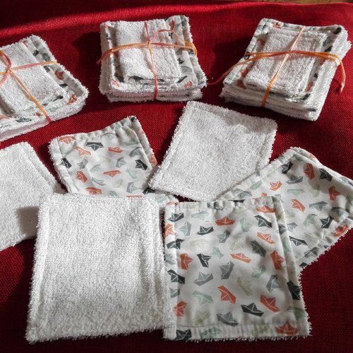 Lot de 8 lingettes pur coton lavables et durables pour bébé, soin , démaquillage, autre....