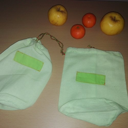 Lot de 2 sacs à  vrac zéro déchet en tissu pur  coton pour céréale ou aliment