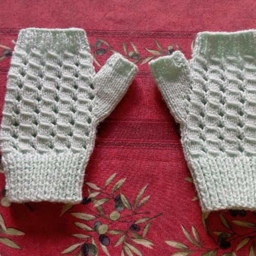 Mitaine femme tricot main