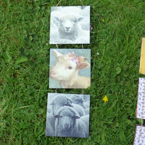 Tableau triptyque moutons, décoration murale a suspendre, animaux de la  ferme - Un grand marché