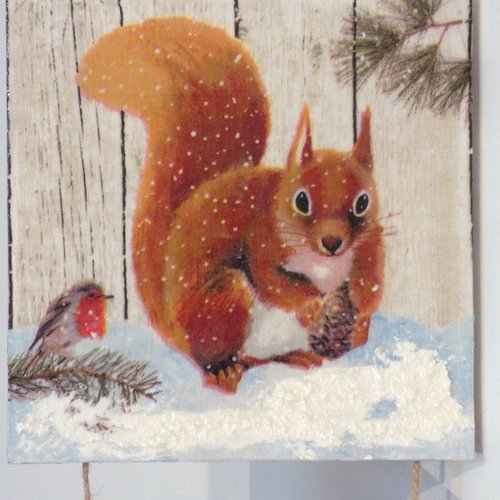Décoration murale à suspendre écureuils animaux de la foret