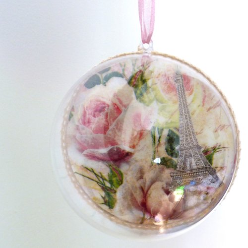 Boule acrylique rose paris vintage accessoire a suspendre