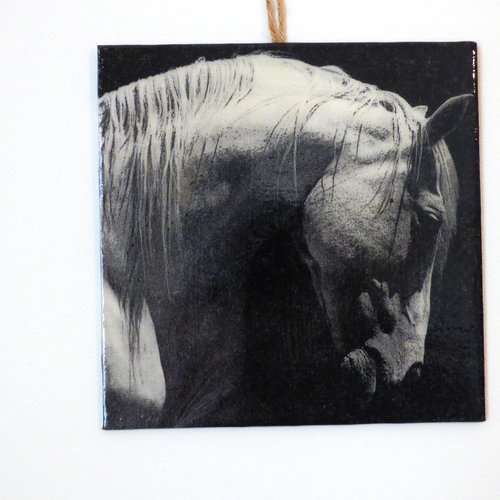 Tableau chevaux serviettage décoration murale