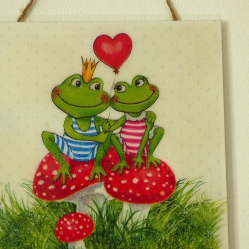 Tableau triptyque grenouilles decoration murale st valentin