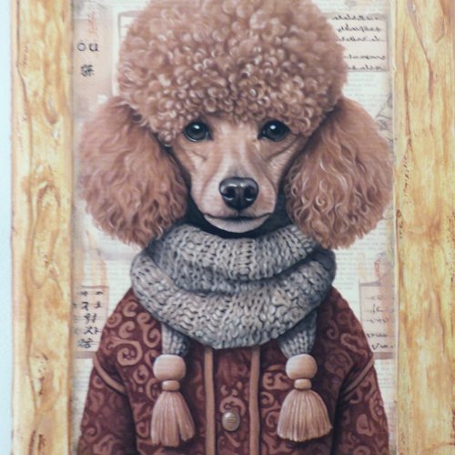 Tableau technique mixtes animaux déguisés chien caniche