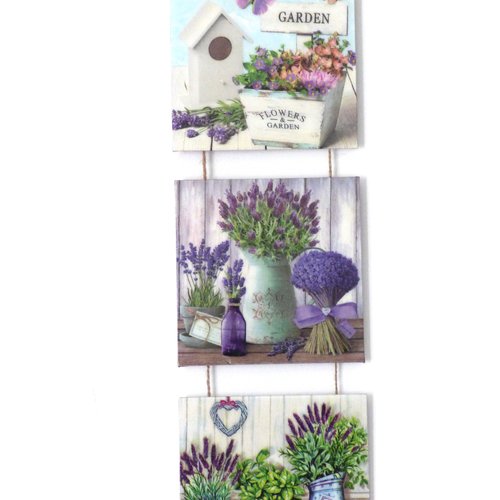 Triptyque lavande, au jardin ,fleurs printemps