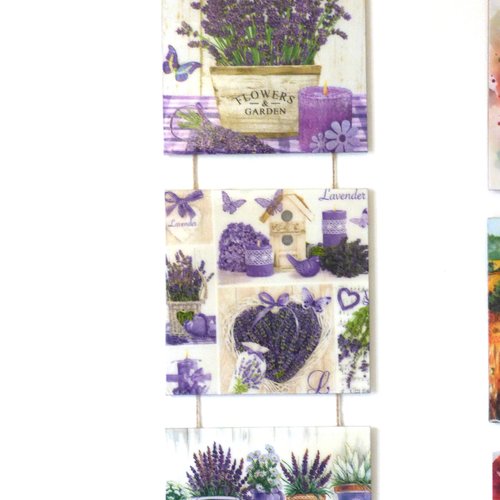 Triptyque lavande decoration murale a suspendre