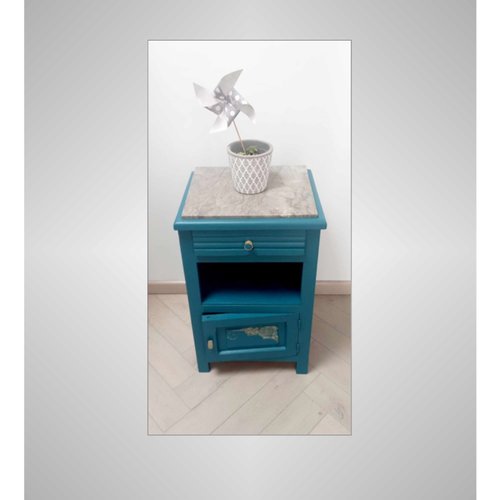 Chevet ancien relooké, chevet vintage, meuble d'appoint, table de nuit relookée, console