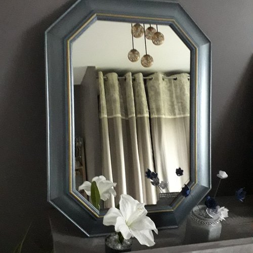 Miroir ancien octogonal, miroir déco vintage, miroir rétro