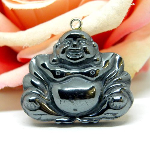 Amulette pendentif représentant bouddha, médaillon hématite effigie de bouddha,