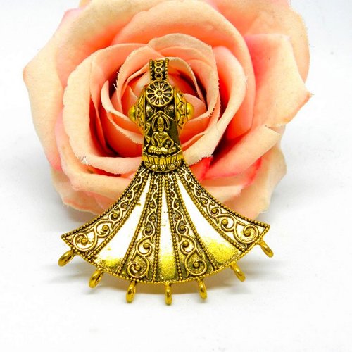 Pendentif connecteur chandelier fantaisie baroque, connecteur chandelier métal, pendentif séparateur rond doré