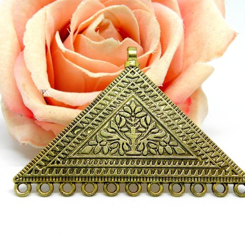 Pendentif connecteur chandelier pyramide bronze, connecteur chandelier métal, pendentif séparateur triangle,