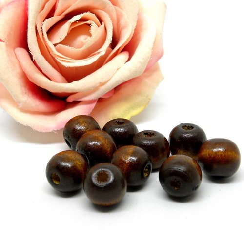 Perles rondes en bois lisses, perle en bois ronde peinte 16 mm,