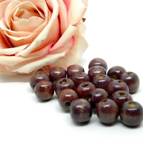 Perles rondes en bois lisses, perle en bois ronde peinte 12 mm,