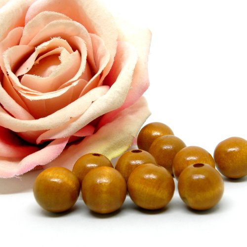 Perles rondes en bois lisses 1 trou, perle en bois ronde percée 1 trou 16 mm,