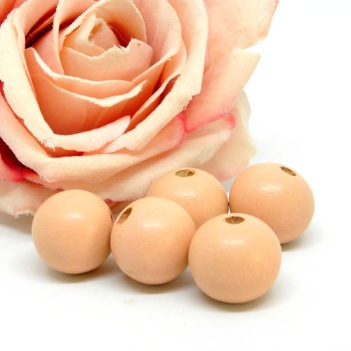 Perles rondes en bois lisses, perle en bois ronde peinte 18 mm,