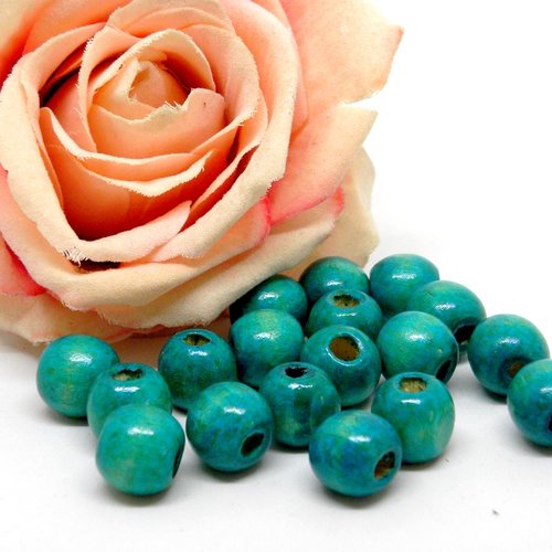 Perles rondes en bois lisses, perle en bois ronde peinte 12 mm,