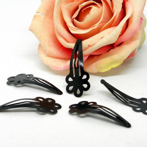 Supports barrettes clips métal à customiser, support barrette à cheveux en métal laquée noire,