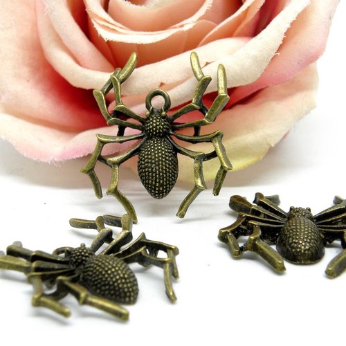 Breloque araignée en bronze, pendentif araignée halloween, halloween,