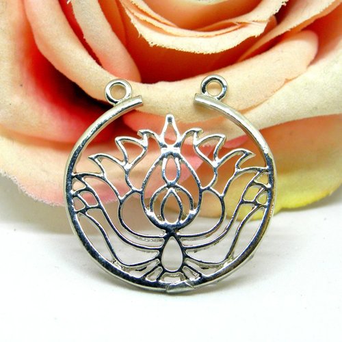 Pendentif connecteur talisman méditation, pendentif amulette talisman fleur de lotus gri gri porte bonheur,