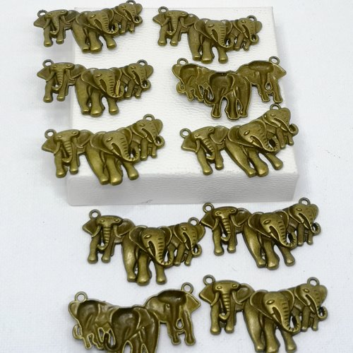 Lot de 10 connecteur pendentif éléphant séparateur bronze,