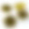 Lot de 3 pendentifs médaillons fleurs striés et perlés dorés , pendentif métal rond fantaisie doré,