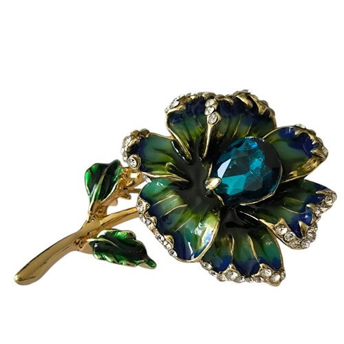 Pendentif boche fleur orchidée émaillée dorée, pendentif fleur dorée,