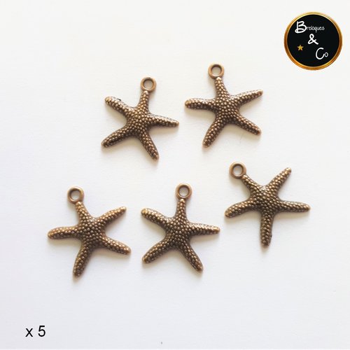 Breloques étoile de mer style tibétain - couleur bronze- lot de 5