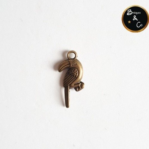Breloque / pendentif  perroquet 3d - toucan couleur bronze