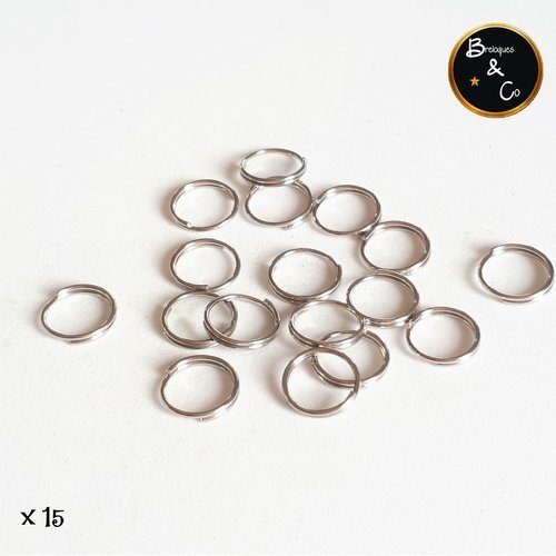 Anneaux doubles en acier inoxydable - 8 mm - lot de 15