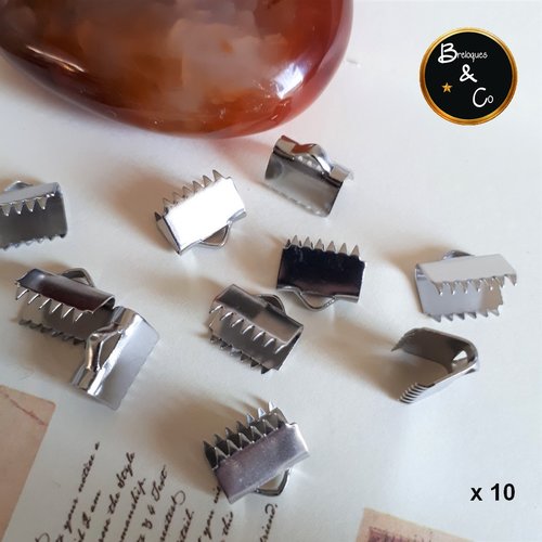 Fermoir embout griffes acier inoxydable  - 10 mm - lot de 10