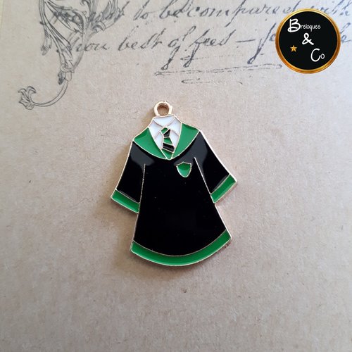 Pendentif / breloque robe de sorcier verte et noire - inspiré harry potter