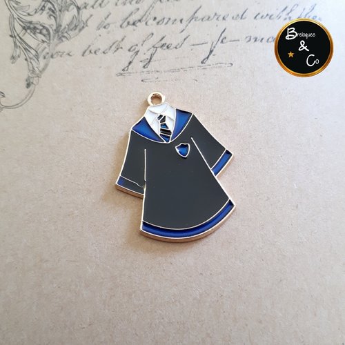 Pendentif / breloque robe de sorcier bleu et noire - inspiré harry potter