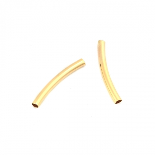 Perle tube courbé en métal doré - 2,5 cm  - lot de 2