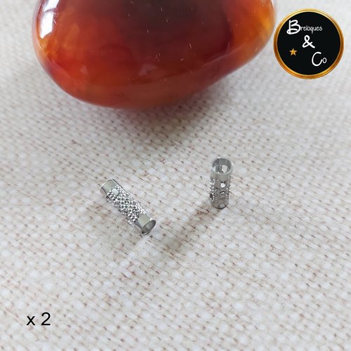 Perle tube en acier inoxydable - perle intercalaire - lot de 2
