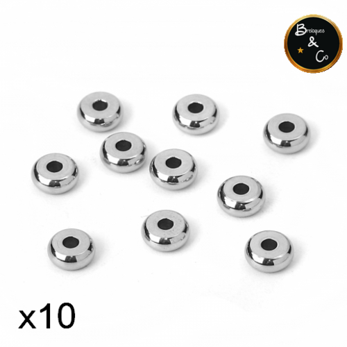 Perle intercalaire - séparateur - rondelle en acier inoxydable 5 mm - lot de 10
