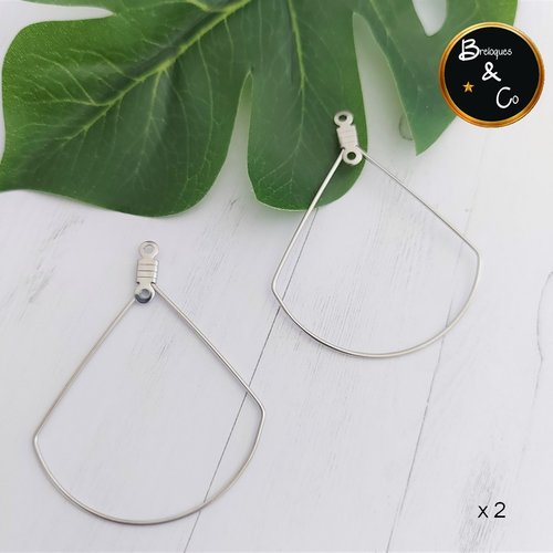 Pendentif géométrique - support boucles d'oreilles - acier inoxydable - 33 x 39 mm - 1 paire