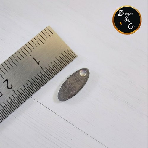 Breloque ovale en acier inoxydable - 12 mm