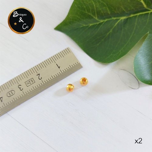Billes - perles rondes intercalaires en acier inoxydable doré - 4 mm -  lot de 2