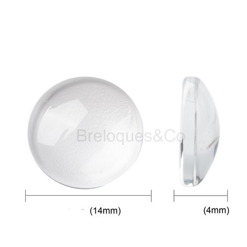 Cabochon dôme rond en verre transparent 14 mm