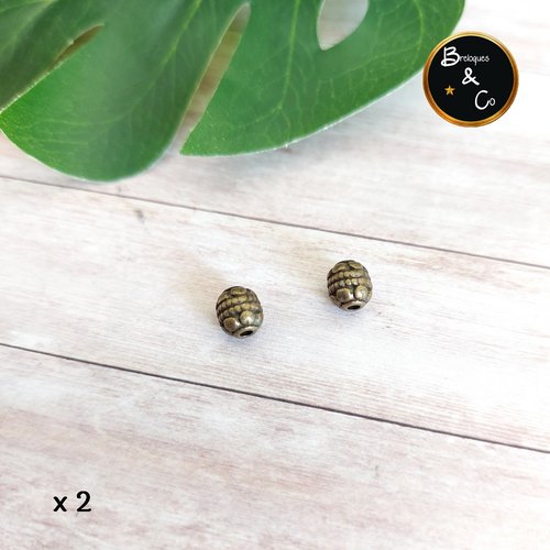 Perles séparateurs en alliage de style tibétain couleur bronze - lot de 2