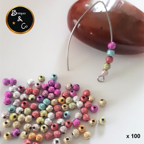 Lot de 100 perles stardust rondes 4 mm - multicolores