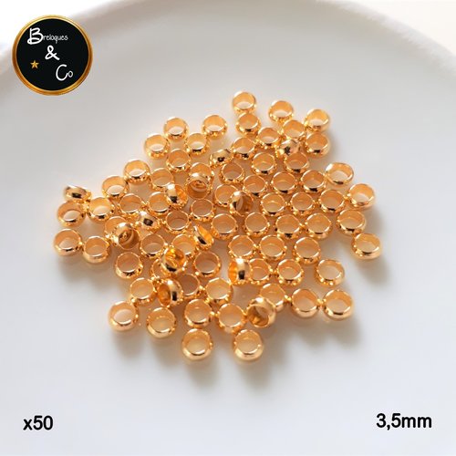 Perles à écraser 3,5 mm en cuivre doré - lot de 50