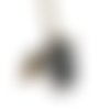 Collier sautoir globe en verre sable épais noir, breloque arum par breloques et cie