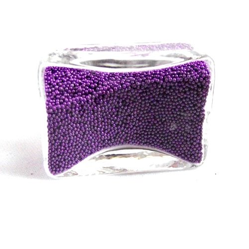 Bague globe verre rectangulaire microbilles violettes par breloques et cie