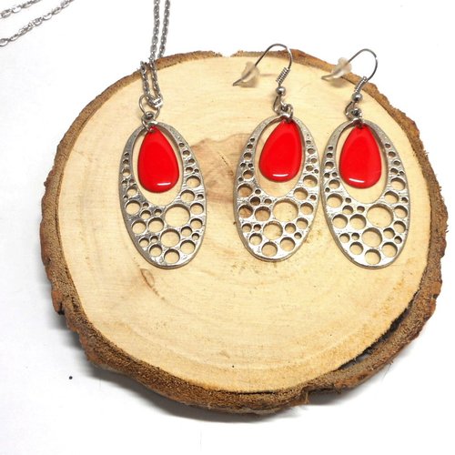 Parure collier et boucles d'oreilles gouttes