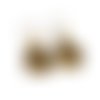 Boucles d'oreilles libellules bronze perles filées beige