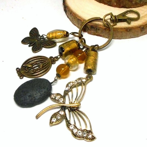 A parfumer!!! porte clés ou bijou de sac bronze, breloques libellule oiseau et papillons par breloques et cie