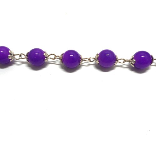 Bracelet perles violettes brillantes