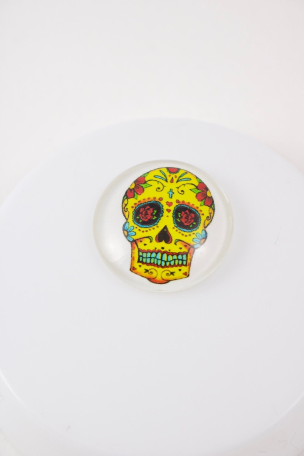 Cabochon Verre Tete De Mort 2 Calavera mm Mexique Un Grand Marche